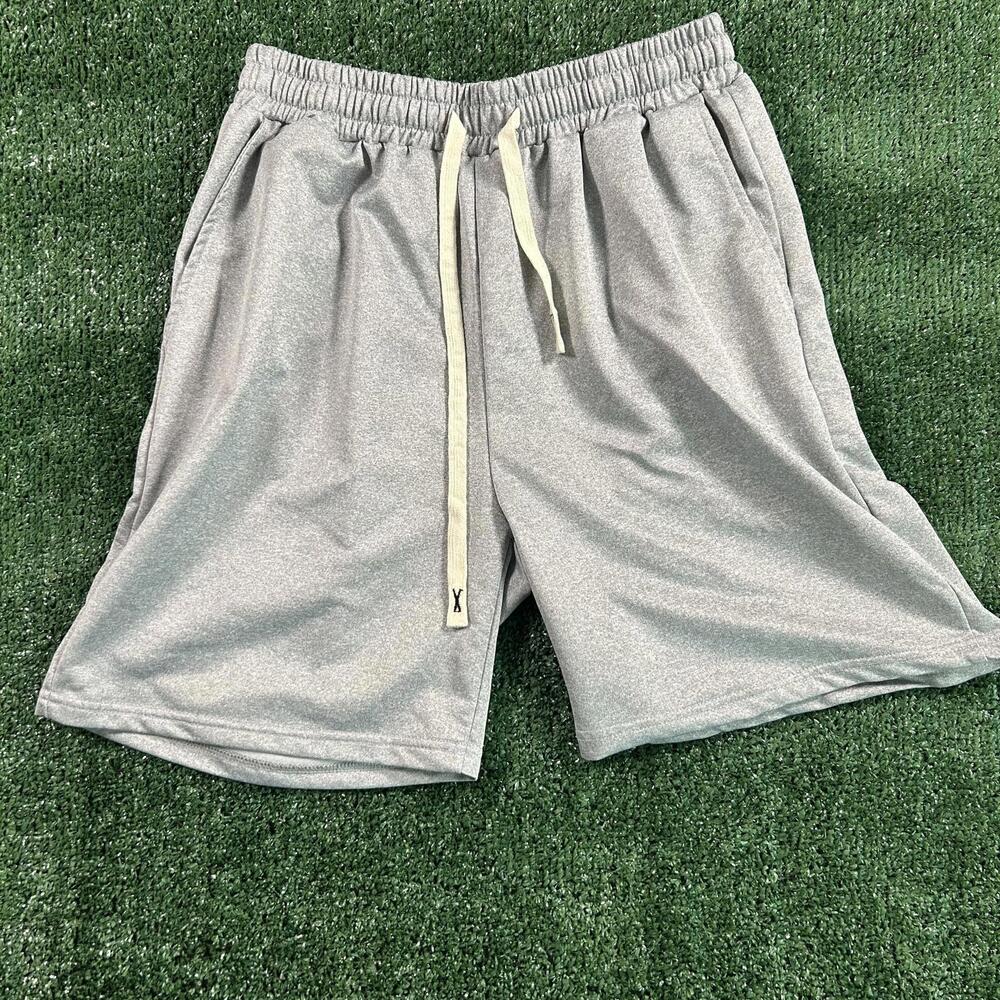 Gray Athletic Shorts with Drawstring Waist. Medium